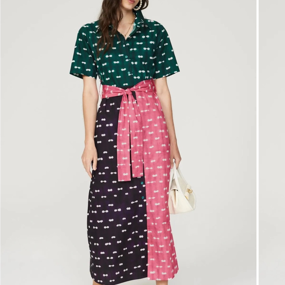 Stylish Green and Pink Patterned Dress